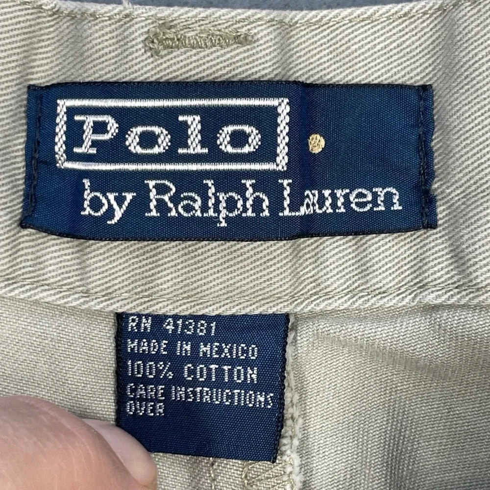 VTG Polo Ralph Lauren Tan Khaki Cotton Twill Chino Shorts Mens Size 36
